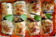 Baklažano suktinukai užkepti su kumpiu ir sūriu