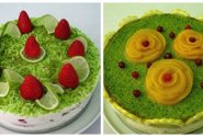 Špinatų tortas su varškės kremu ir braškėmis