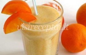 Šalto pieno ir apelsinų sulčių kokteilis