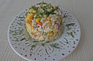 Sočios salotos su vištiena, ryžiais ir daržovėmis