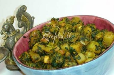 Indiško Aloo Methi gaminimas