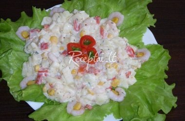 Krevečių salotos su kriaušėmis